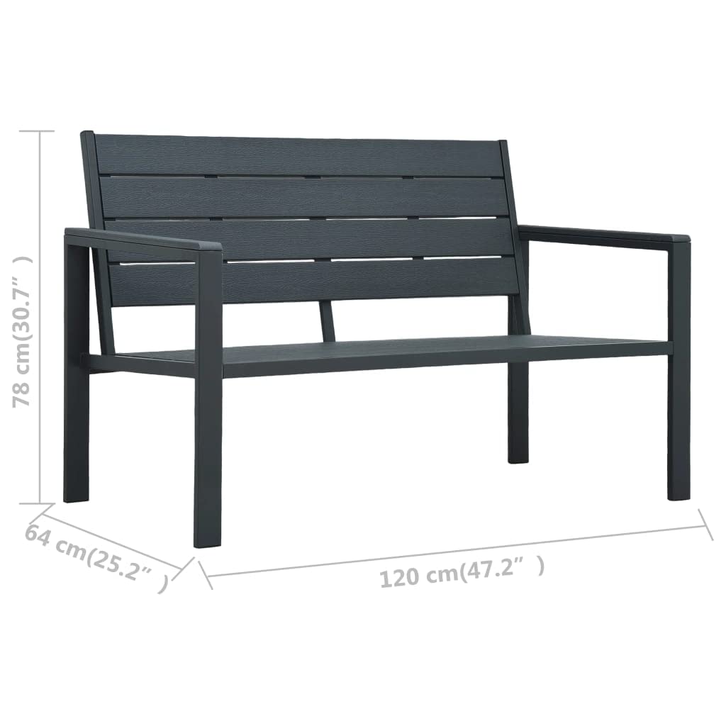 vidaXL Gartenbank Sitzbank Parkbank Gartenmöbel Bank Terrassenbank Balkonbank Außenbank Garten Balkon Outdoor 120cm HDPE Grau Holzoptik
