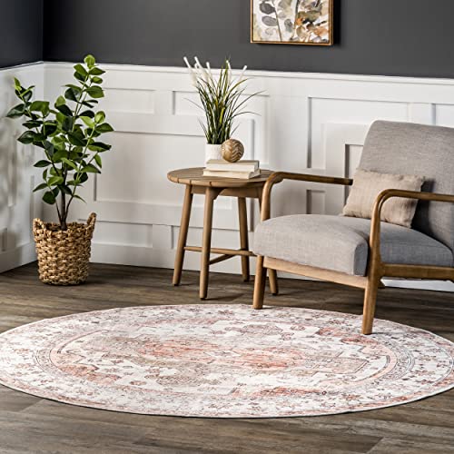 Nuloom Banks Vintage Machine Washable Area Rug, 6' Round, Beige #TOP18