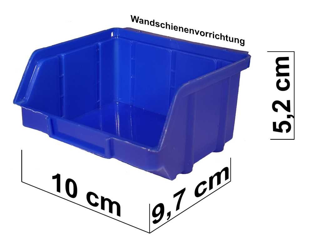 60 pezzi scatole impilabili blu GR. 1 (102 X 96 X 52 mm) Plastica PP scatola portaoggetti impilabile scatole con gancio per appendere