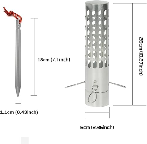 Miniatura 3 de FIREHIKING Spark Arrestor - Tubo de estufa de 2.36 pulgadas con cuerda de viento de clavo de tierra, mosquetón y tapa de lluvia para chimenea Negro