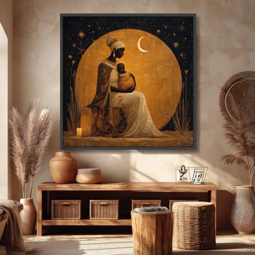 Tableau d'art africain impression haut de gamme sur toile canvas motif spirituel 40x40