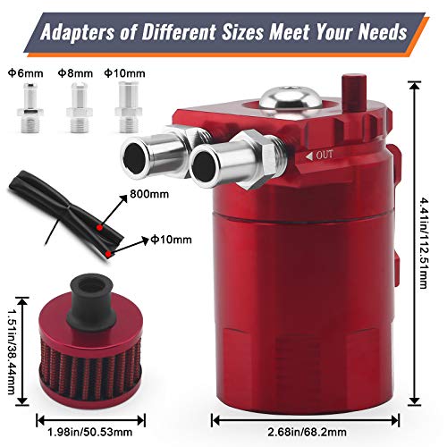 Depósito de aceite de aluminio universal de 400 ml rojo con línea de 3/8 pulgadas 3