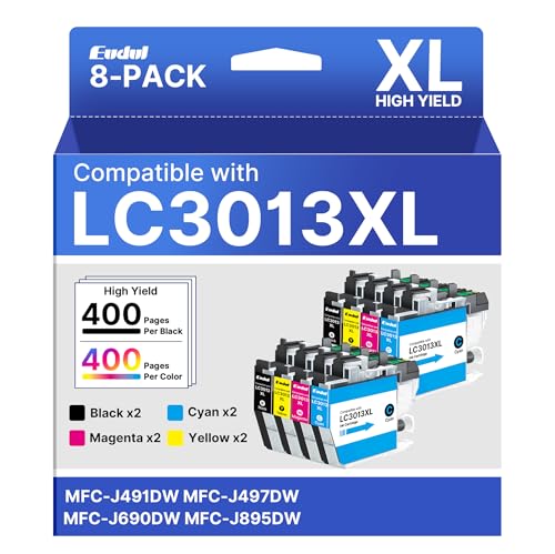 Image of LC3011 XL LC3013 Ink Cartridges BK /C /M /Y Replacement for Brother Lc3013 Ink Cartridges 8-Pack Work for Brother MFC-J497DW MFC-J690DW MFC-J491DW MFC-J895DW (2 Black, 2 Cyan, 2 Magenta, 2 Yellow)