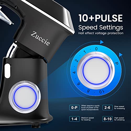 Küchenmaschine, Zuccie Knetmaschine Leise Rührmaschine inkl 8L Edelstahlschüssel 3-Rührwerkzeuge Spritzschutz… – Bild 3
