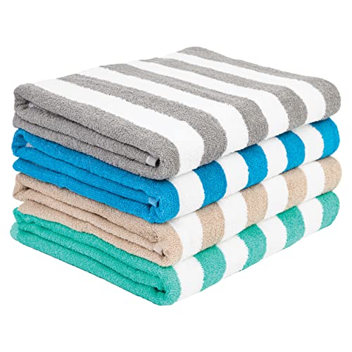 Arkwright Sortierte übergroße Strandtücher (30 x 70, 4er-Pack), ringgesponnene Baumwolle, doppelte Garnstärke, California Cabana Strandtuch, Poolhandtuch, Badetuch Cover
