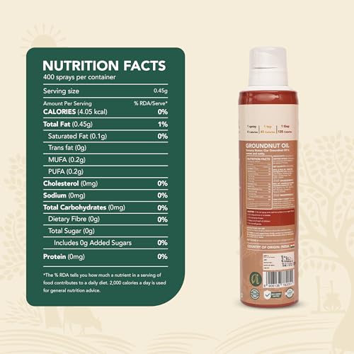 Image of Anveshan Groundnut Oil Spray - 200ml | 100% Pure & Cold-Pressed | Cook Healthy with 10X Less Oil | Naturally Rich in Antioxidants | Supports Heart Health | Ideal for Grilling, Sauteing & Low-Calorie Cooking