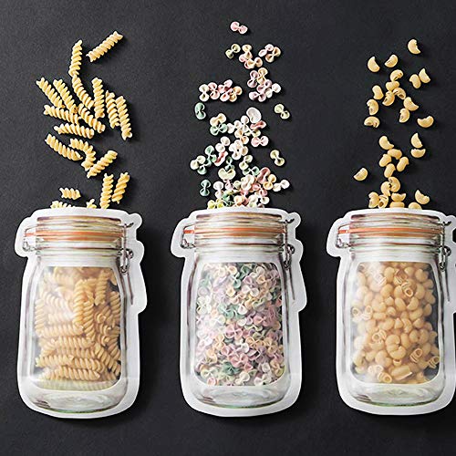 Fireboomoon 30 Pcs Multi-Size Mason Jar Bottle Pattern Zipper Bags,Reusable Airtight Seal Leak-Proof Portable Food Snack Save Storage Pouch Bag For Travel Picnic Camping And Kids #TOP7