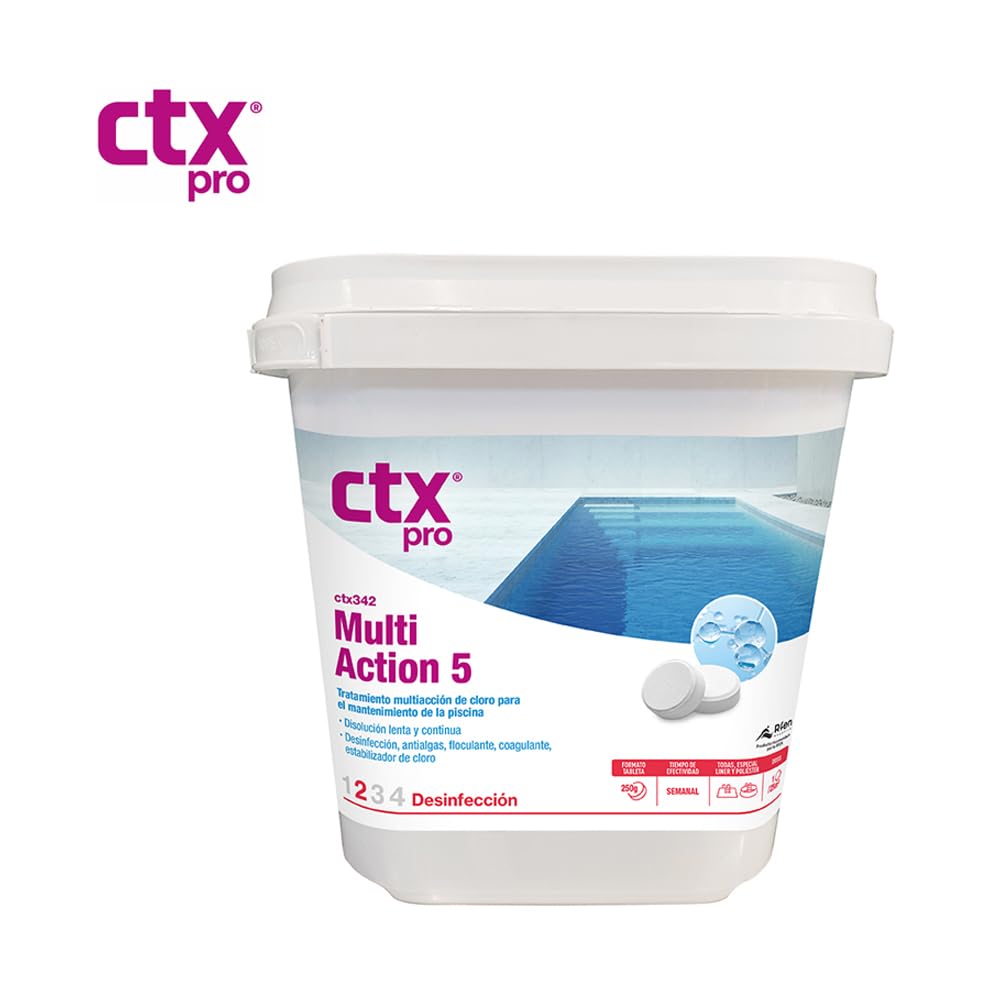AcquaHOME® CTX 342 (Ex CTX-392) 5KG TRIPLEX PASTIGLIONI MULTIACTION da 250 GR - A LENTA DISSOLUZIONE - CLORO MULTIAZIONE SENZA RAME