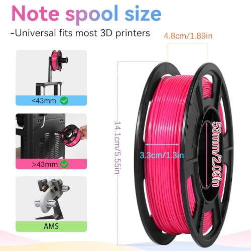 Image of Dynta 250g x 6 Spools Multi-Color 3D Printer Filament, Standard PLA with High Precision 1.75mm ±0.02mm, Compatible with Bambu Lab, Creality and Flashforge, Perfect for Beginners and DIY Enthusiasts.