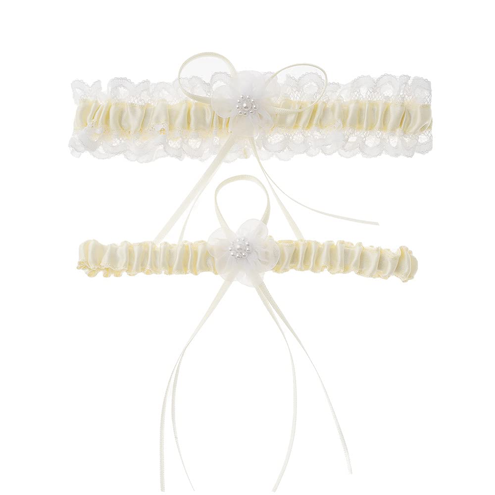 Giarrettiera da sposa, set di 2 calze in pizzo per matrimonio, accessori da sposa con fiocco