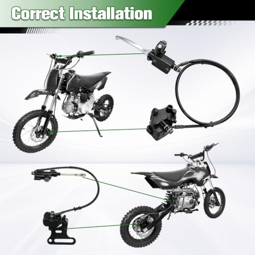 Image of Pit Bike Front Hydraulic Disc Brake Caliper Assembly & 12mm Rear Brake Kit Compatible with SSR Apollo 125cc 110cc Tao Tao Coolster Roketa 90cc 70cc 50cc 4 Stroke Chinese Dirt Bike Parts Black
