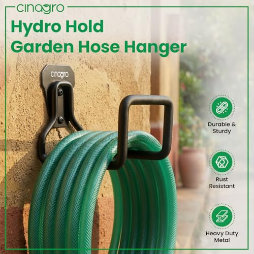 Image of Cinagro Garden Hose Pipe Stand, Hydro Holder, Pack of 1, Metal Hose Hanger | Heavy Duty, Wall Mount or Portable, Rust Resistant, Garden Pipe Hose Holder