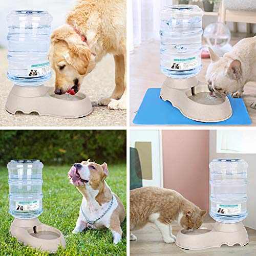 Pawzone-Automatic-Cat-Water-Dispenser-With-Pet-Food-Rubber-Mat-For-Small-Medium-Dog-Pets-Puppy-Kitten-Big-Capacity-15-Gallon-Blue