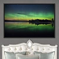 Framed Canvas Wall Art Dayspring Astronomy & Space Contemporary Cosmic Dramatic Green Group Photography Realism - 16x24 inches