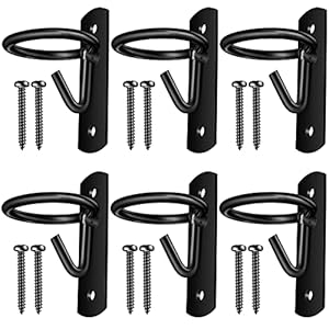 Dunzy 6 Pcs Bucket Hooks for Horses Equestrian Bucket Hook Metal Water Bucket Hangers Horse Stalls Feed Bucket Barn Farmhouse Supplies (Black)