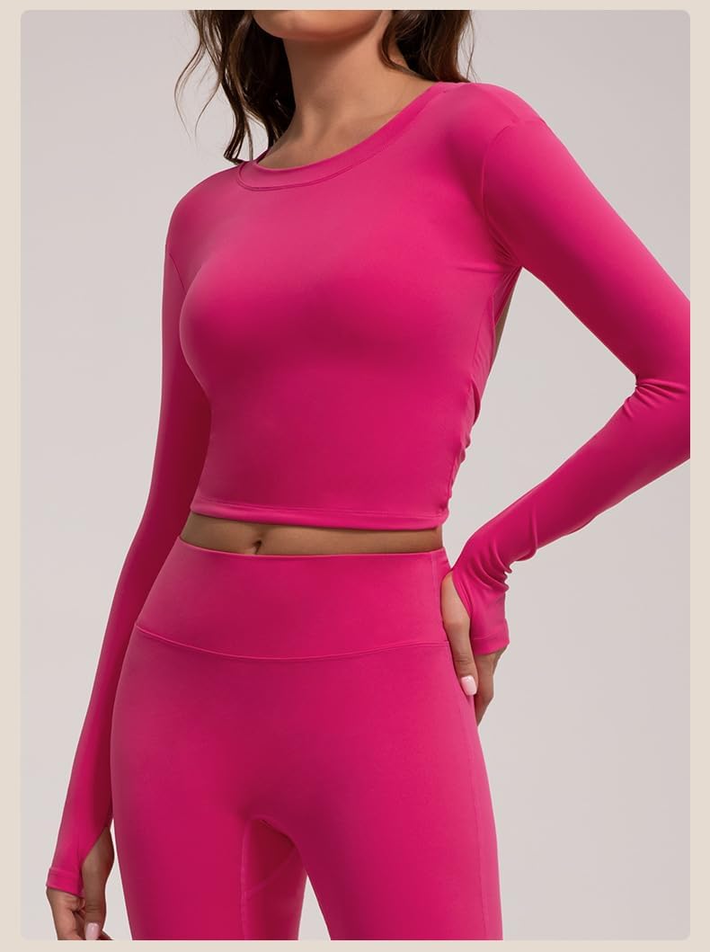 Women Workout Sets 2 Pieces Yoga Outfits Long Sleeve Workout Tops High Waist Leggings Gym Athletic Pants