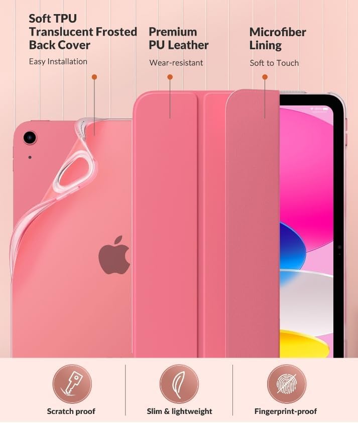 Miniatura 4 de MoKo Funda para iPad (A16) de 11 generación 202510 generación 2022, iPad de 11 pulgadas10.9 pulgadas con cubierta trasera translúcida de TPU suave,