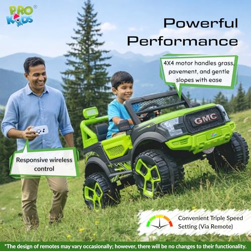 Image of PRO KIDSRanger 12V Battery Operated Jeep for Kids with Remote Control, Bluetooth, USB & AUX | Ride-On Electric Car with LED Lights, Music & Seat Belt | Boys & Girls (1-8 Years)