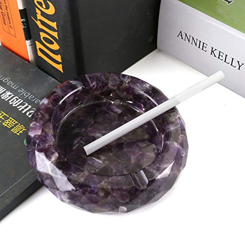 Yoption Amethyst Ashtray, Resin With Tumbled Chip Stones Ashtray, Crystal Ashtray For Living Room Ashtray Holder Decor Tray, Home Office Tabletop Decoration,Gift Ashtray #TOP3