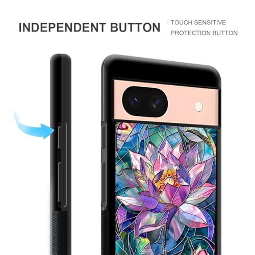 Coque Google Pixel 8A résistante aux chocs et rayures motif vitrail fleur - 5