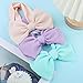 Lanmerry Big Bows Headbands for Baby Girls - Waffle Large Hair Accessories, Infant Toddler Headwrap 3 Pack Purple Ivory Light Blue