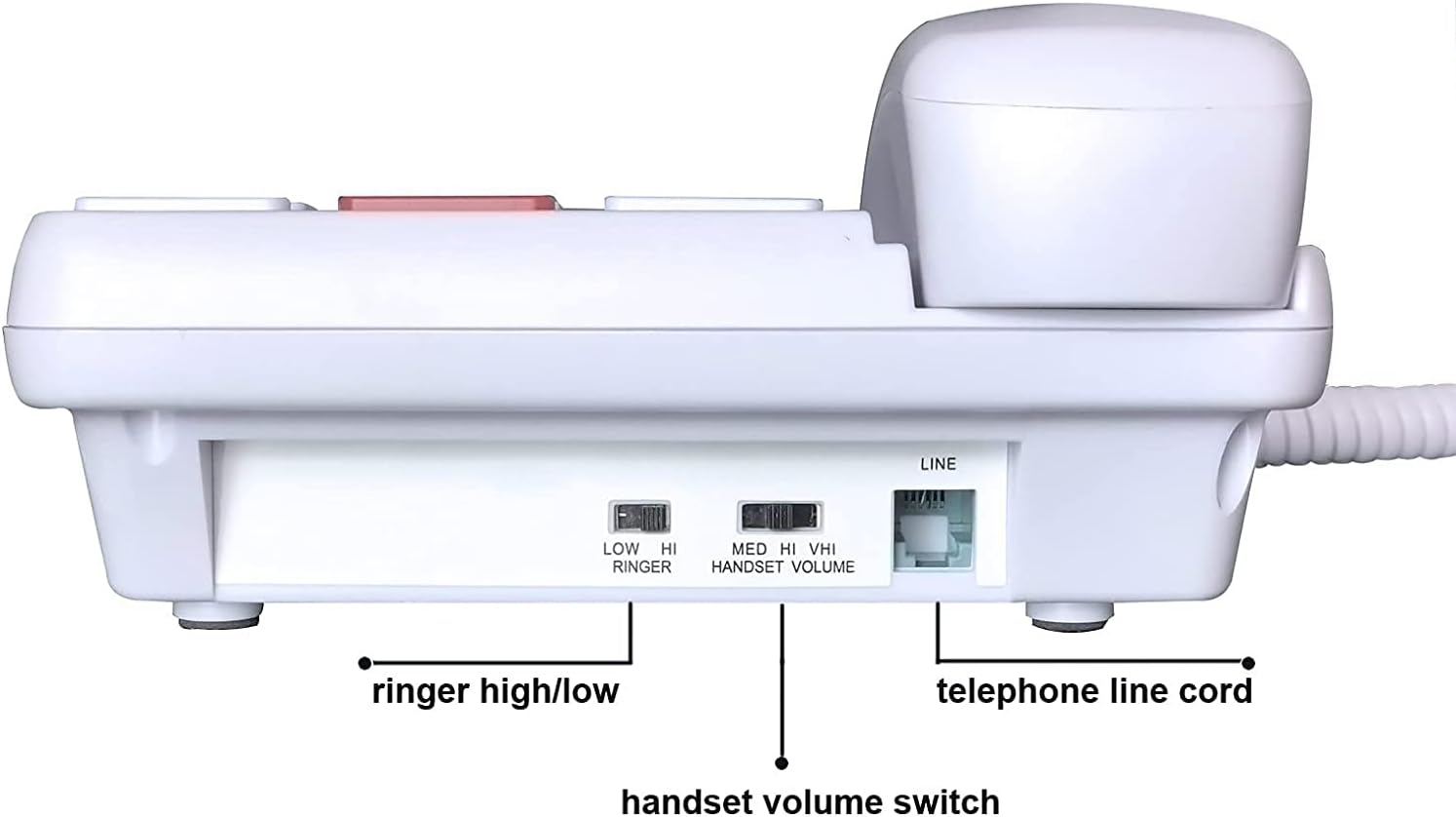 Dododuck Corded Big Button Phone for Seniors, Extra Loud Ringer, Adjustable Volume and Long Cord, for Hearing and Visually Impaired