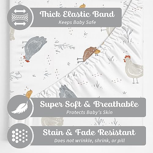 Sorrel + Fern 2-Pack Crib Sheet For Standard Crib Mattress (Farm Animals) - Premium Fitted Sheets - Buttery Soft Cotton Blend #TOP1
