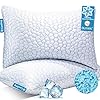 2-Pack Cooling Bed Pillows for Sleeping Shredded Memory Foam Pillows Queen Size Set of 2 - Cool Pillows for Side Back Stomach Sleepers Washable Removable Cover,Supportive