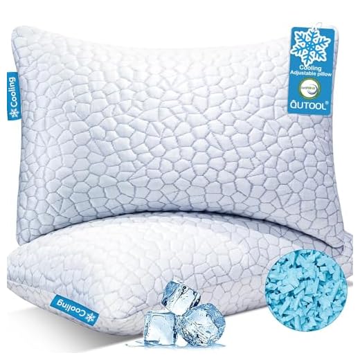 QUTOOL Cooling Pillow for Sleeping 2 Pack, Luxury Shredded Memory Foam Bed Queen Pillows Set of 2, Cool Pillow for Hot Sleepers Adjustable Firm Pillow for Side, Back, Stomach Sleepers Soft Yet Support