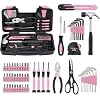 MARTCOLOR Pink Household Tool Set for Women with Storage Case, 58-Piece