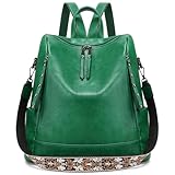 sqlp Mochila fashion feminina de couro vegano, bolsa de ombro de grife, verde