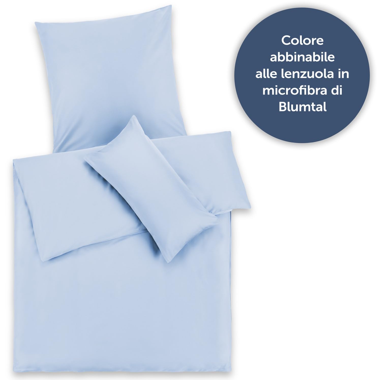 Blumtal Copripiumino Singolo 155x200 e Federa 50x80 - Set di Lenzuola in microfibra extra morbida certificata Oeko-Tex, Set Copripiumino Singolo con 1 Federa - 2 pezzi - Azzurro