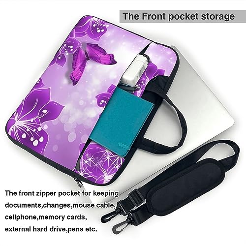 Housse ordinateur portable à bandoulière Violet Papillon sacoche PC
