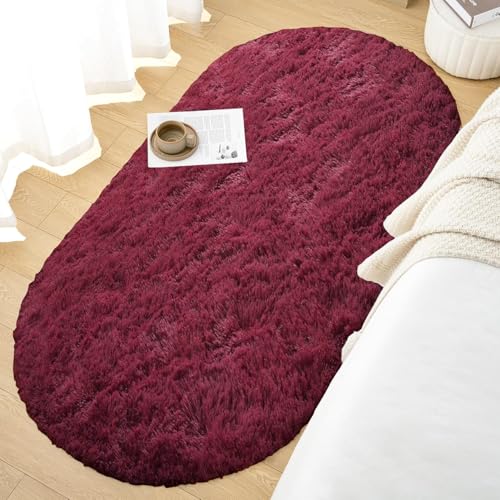 Image of Fluffy Silky Micro Fiber Polyster Carpet /Runner for Bedroom, Study Room, Playing Room, Guest Room ETC. 2x6 feet Feet, (Wine)