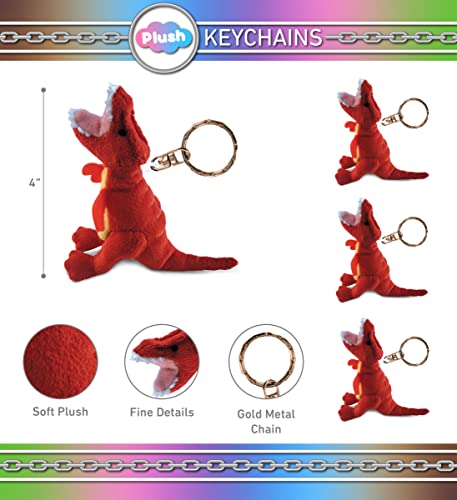 Puzzled T-Rex Plush Keychain Stuffed Dinosaur Toy - Soft Plush Wild Life Red Tyrannosaurus Rex Charm Keyring, Decorative Plush Toy Accessory Fun Buddy - 4 Inches #TOP1