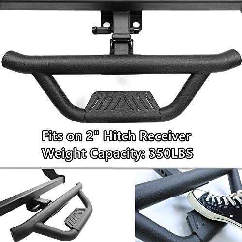 Textured Black Universal Hitch Step Bar Custom Fit Vehicles With 2" Hitch Receiver Trailer Truck Towing Rear Bumper Guard (Incl Pin Lock And Stabilize) #TOP2