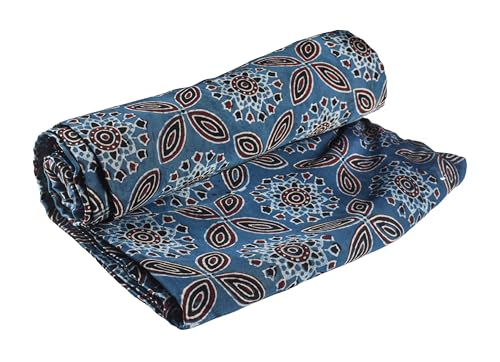 Image of Ethnics of Kutch Women's Ajrakh Modal Silk Natural Dye Hand Block Print Unstitched Kurta Fabric (For Lenght - Refer Bullet Point Below)