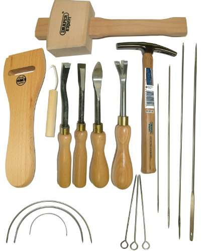Pandoras Upholstery Tack Lifter, Staple Lifter, Bent & Straight Ripping Chisel, 7oz Draper Hammer, Web Stretcher, Mallet + Needle Kit Upholstery Kit
