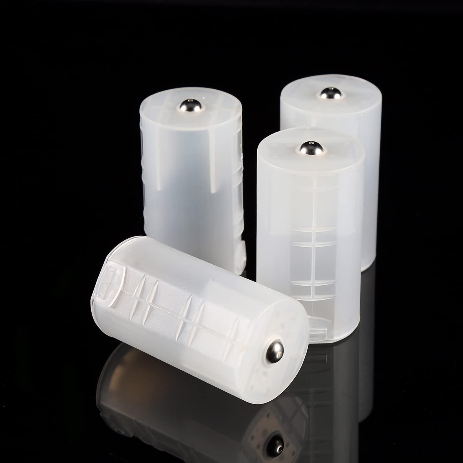 Generic Battery Holder Converter Eco-Friendly 4pcs AA to D Battery Adapters for Electronics and Emergency Situations White