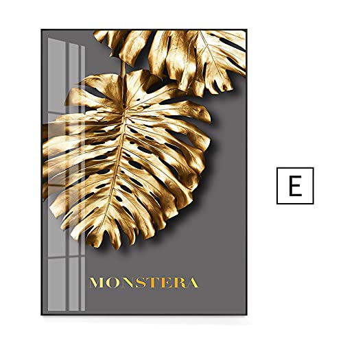 Poster affiche feuilles d'or triptyque abstrait moderne 50x70cm - 2