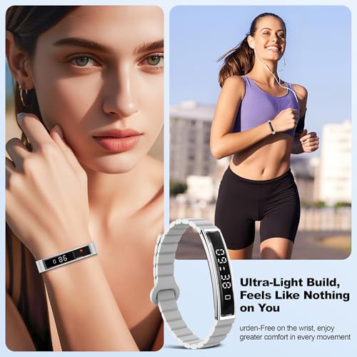 Image of Smart Bracelet for Women, Health Activity Fitness Trackers, 24 /7 Heart Rate | HRV & Stress Monitor, 24H Sleep Tracker, Smart Wristband with 2 Bands, Free APP for iOS & Android, Grey