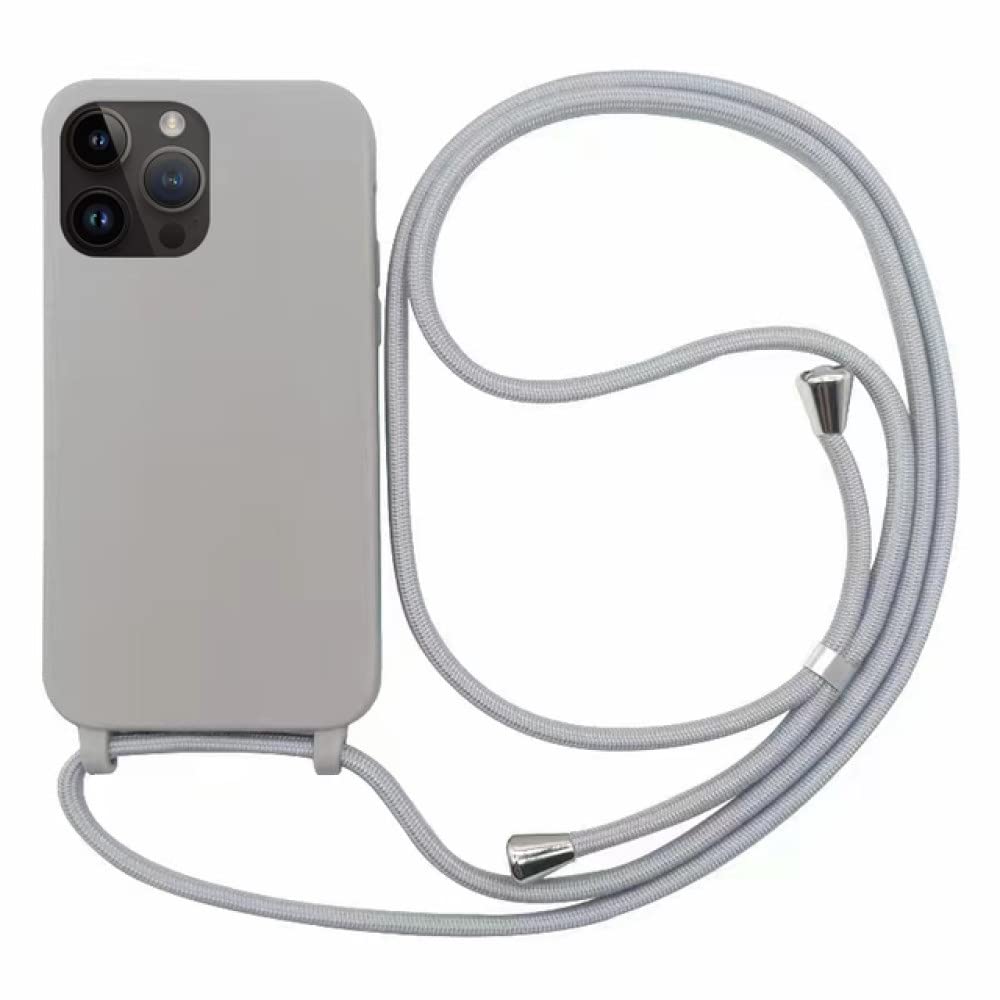 Coque cordon iPhone 13 Pro LVTFCO collier silicone gris - 6