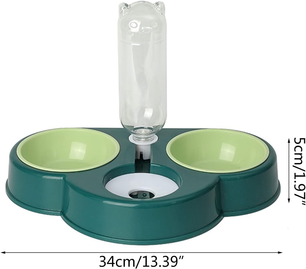 Automatic Feeding Bowl, 3 in 1 Plastic Cat Feeding Station, Detachable Pet Tableware Dog Water Food Bowl, Automatic Cat Food and Water Dispenser Set for Indoor Cats (Green)