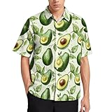 Camisas para hombre, estilo casual, elegante, con estampado de hojas verdes, aguacate, camisa de verano para hombre, de manga corta con botones y bolsillo, Varios colores, Medium