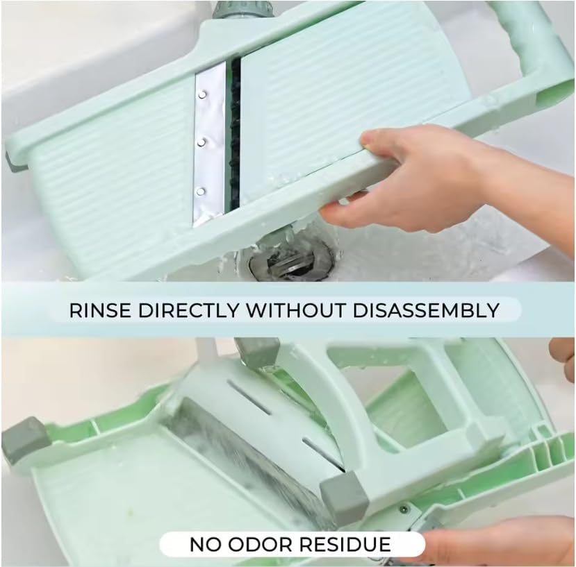 Adjustable Mandoline Slicer For Kitchen Safe Vegetable With Thickness Adjustment & Hand Guard Multifunctional Veggie Cutter For Onion Potato Carrot Fruit BPA-Free Dishwasher(No drain box)