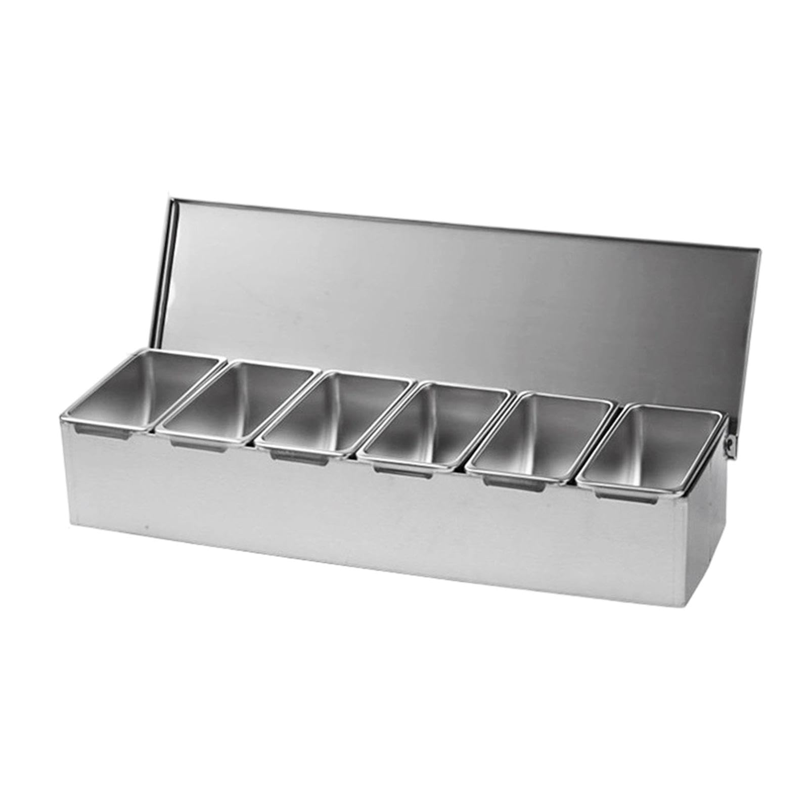 Gewürzbehälter Edelstahl Vorratsdosen Aufbewahrungsboxen mit Deckel Gewürzspender Zur Sicheren Lagerung Und Einfachen Entnahme für Küche Restaurant Ha, 6 Gitter