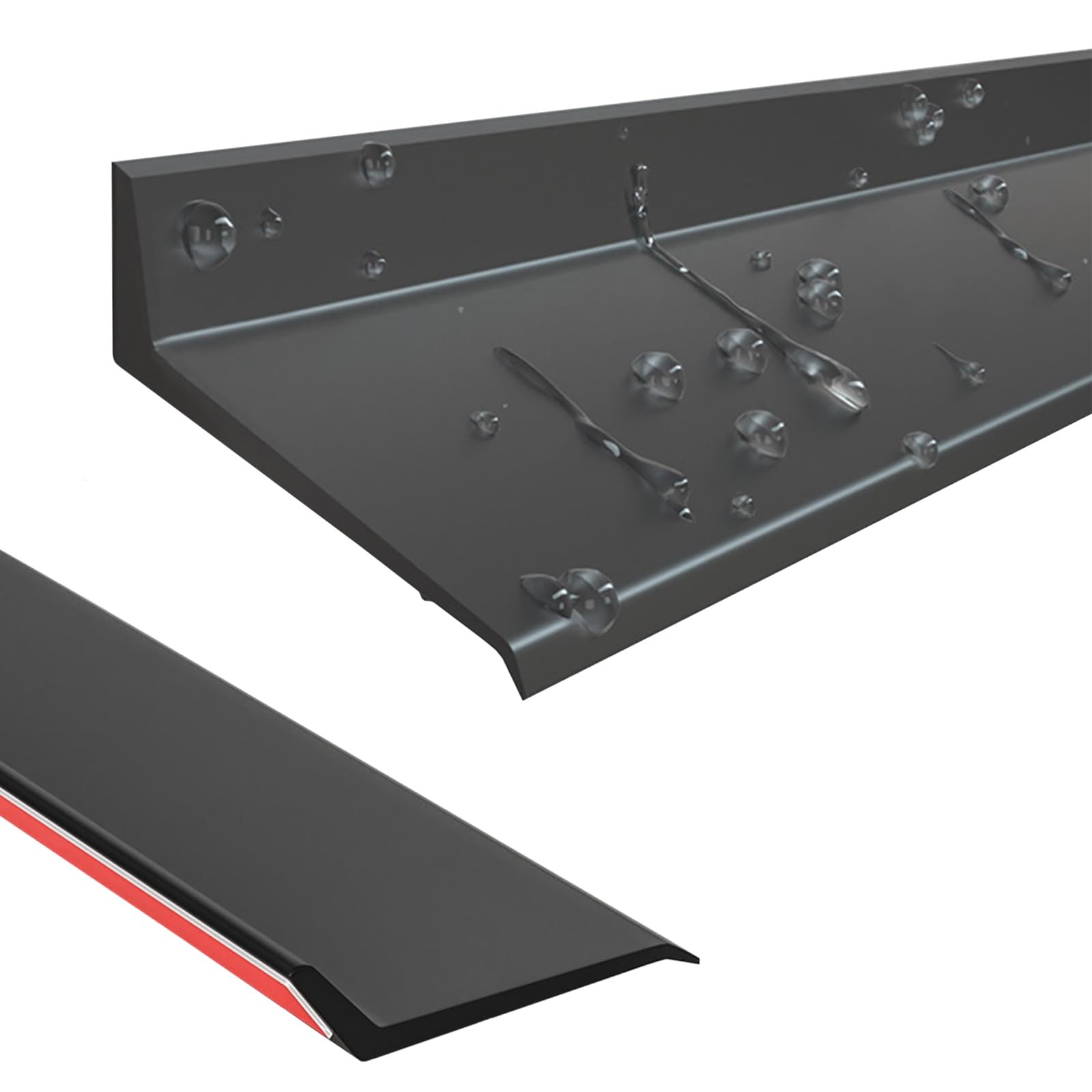 Negro Deflector Autoadhesivo Barrera Impermeable, Barrera De Sellado Contra La Intemperie Para Umbrales De Puertas Y Ventanas, Fuerte Y Duradero, Evita El Reflujo De Agua De Lluvia(5.5cmx350cm)