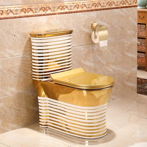 Golden Toilet Super Toilets For Bathrooms Creative Ceramic Toilet One Piece Toilet With Comfort Seat (Color : 350mm, Size : 28x30x16in)