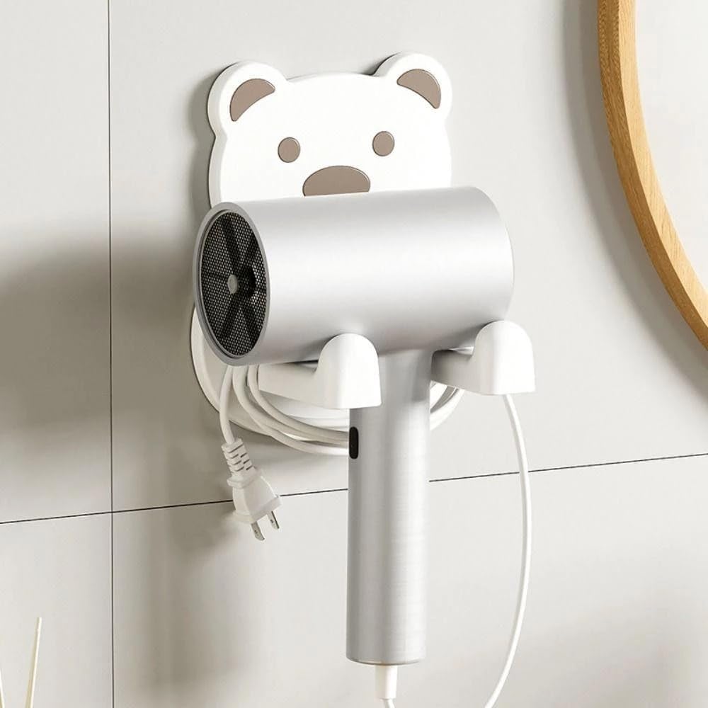 Hair Dryer Holder Wall Mount, No Drill Blow Dryer Stand with Suction Cup Adhesive, Bathroom Organizer Rack with Plug Holder, Rustproof Storage Stand for All Hair Dryer Models-image-40