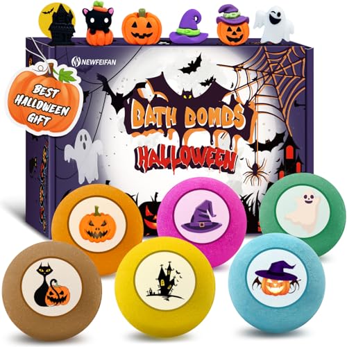 Halloween Bath Bombs for Kids, Boo Basket Stuffers for Women, Set of 6...